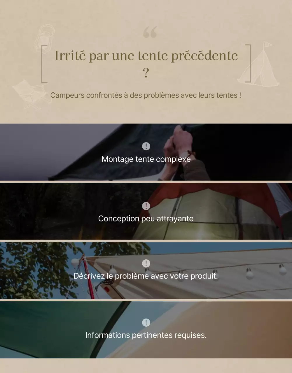 Concept de camping émotionnel en bleu marine et beige