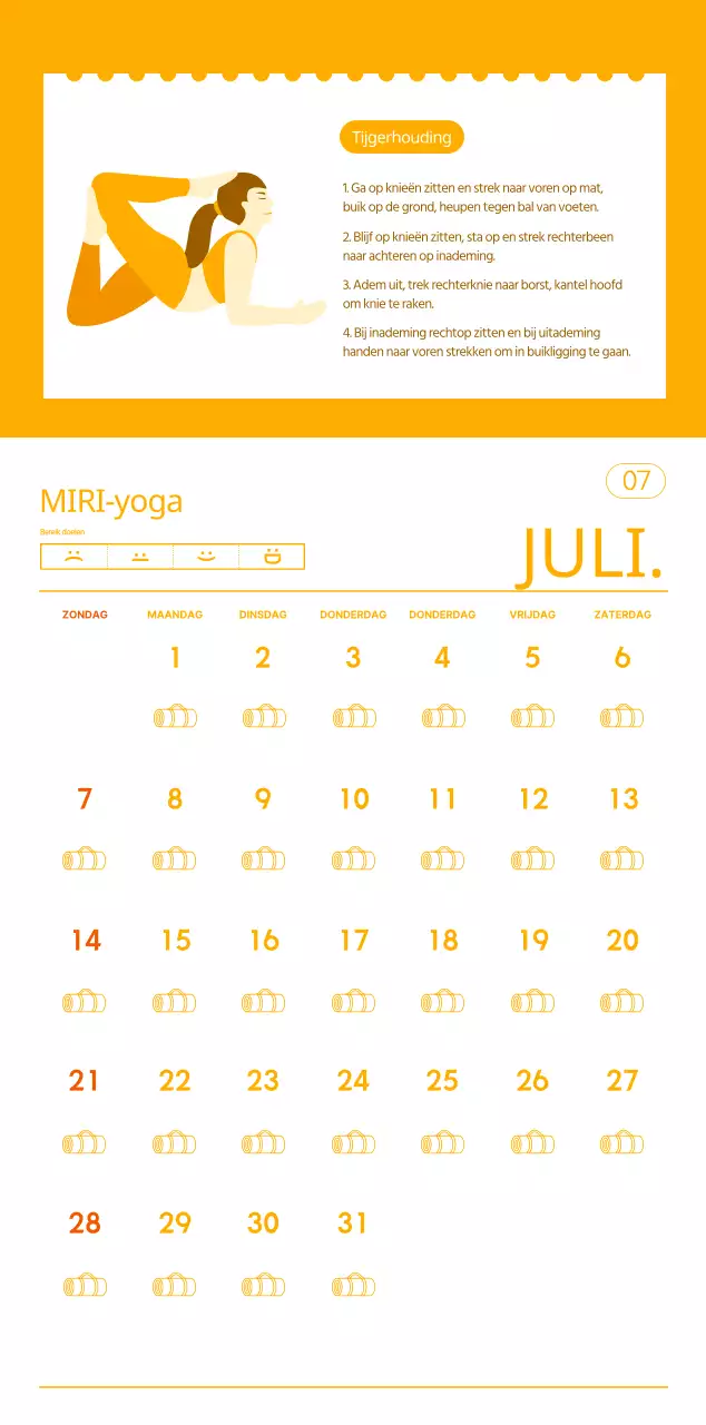 Oranje kalenders om weg te geven als je je yogastudio promoot