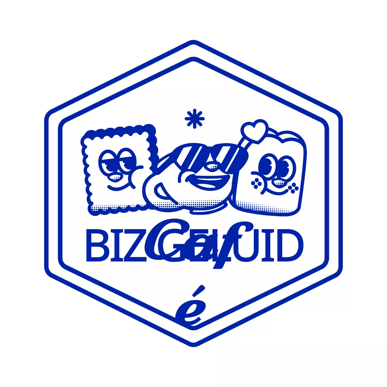 Eenvoudig en schattig geïllustreerd embleem logo stijl cafe in marineblauw