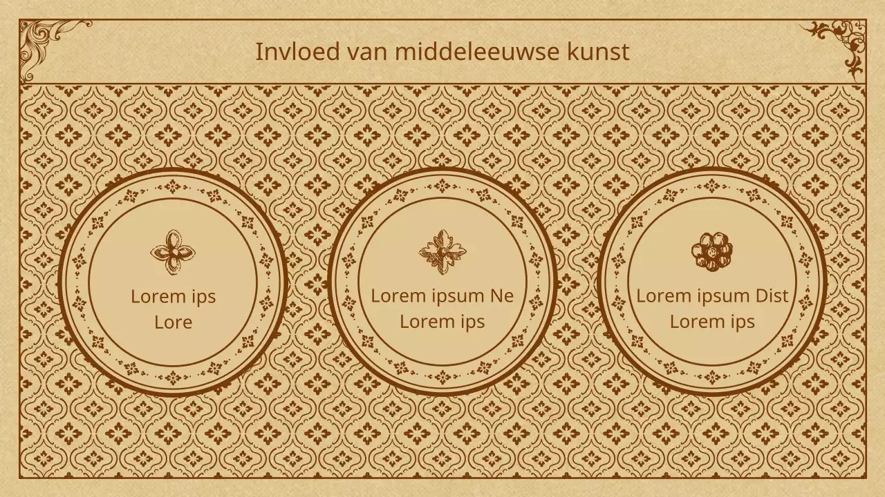 Middeleeuwse kunst in beige en bruin Presentatie