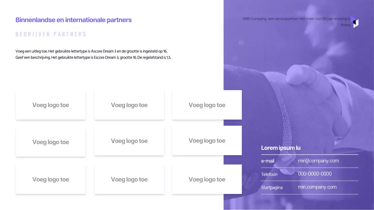 Eenvoudige bedrijfspresentatie met paarse tinten