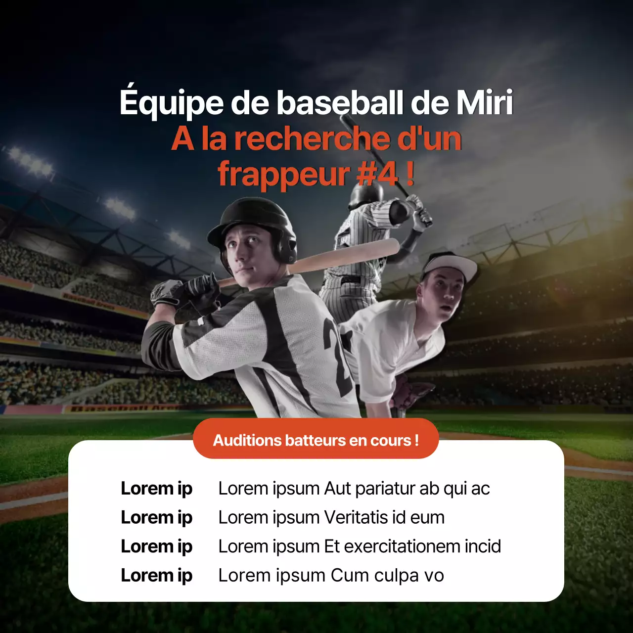 Vous recherchez des batteurs pour une équipe de baseball social rouge et blanc à la mode.