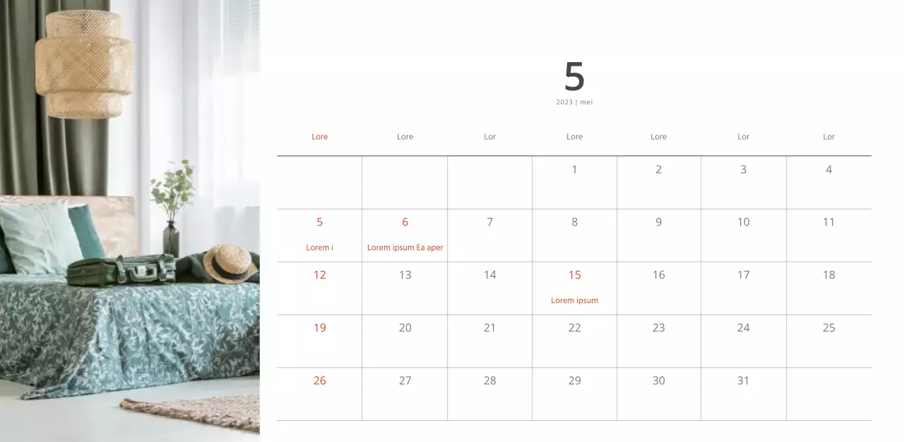 Witte strakke stijl interieur kalender