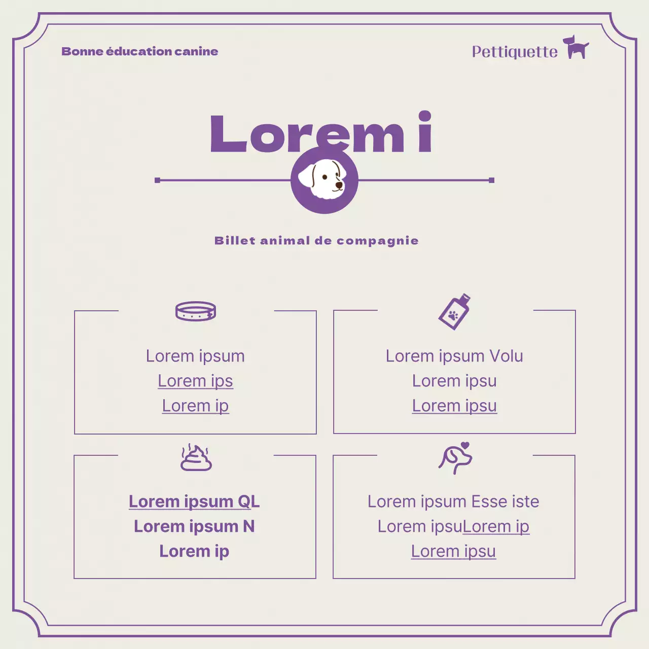 À propos des billets pour animaux de compagnie