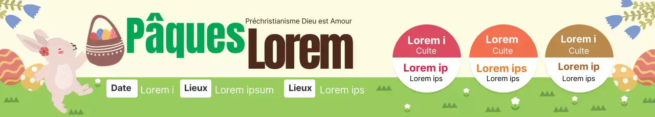 Illustration verte Église mignonne Promotion de Pâques