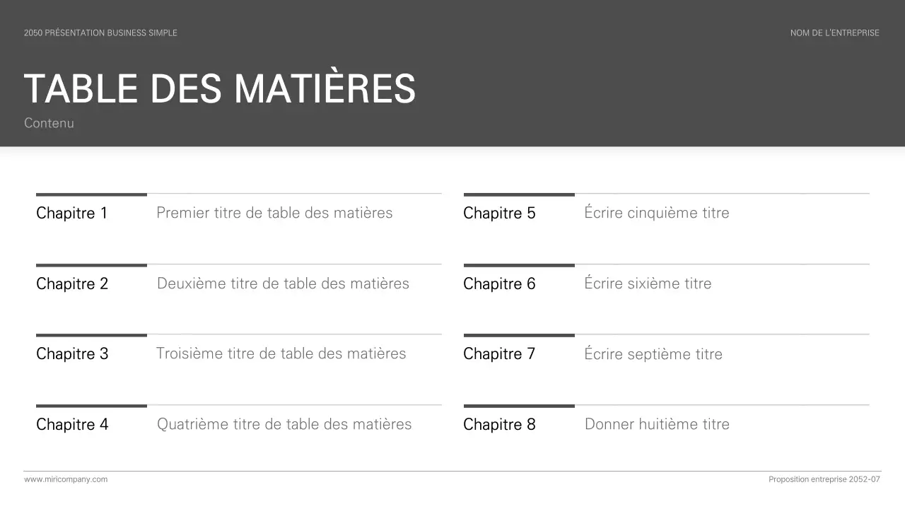 Présentation d'entreprise simple, de style basique, en noir et blanc