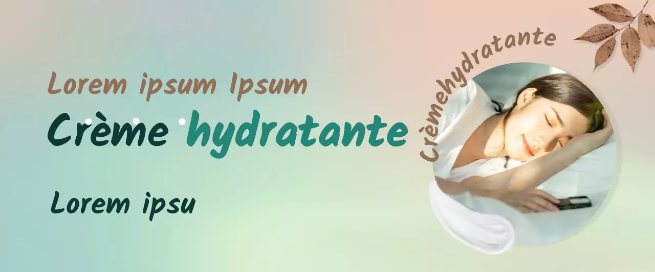 Bannière promotionnelle pour les cosmétiques Autumn mood moisturising cream en rectangle horizontal marron et turquoise