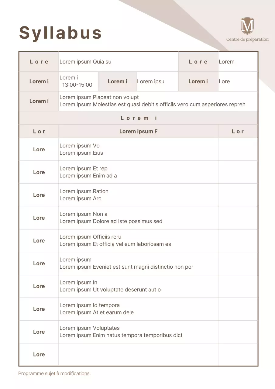 Syllabus de codage simple de Brown