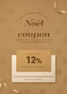 Coupon de Noël luxueux avec lettres beiges