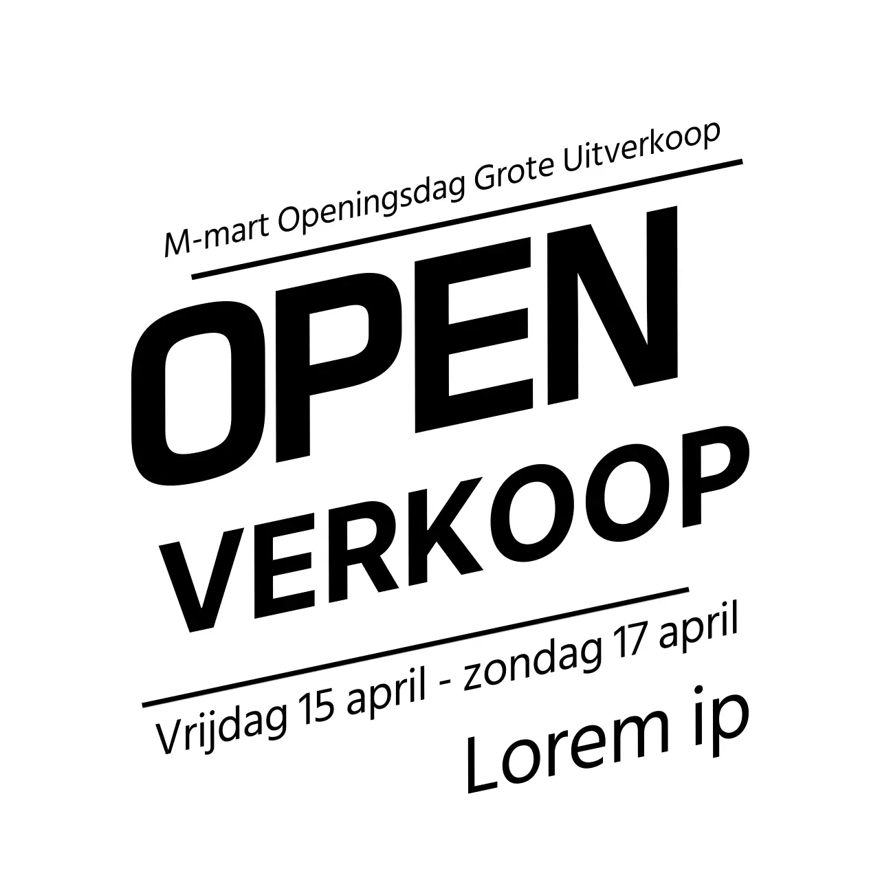 Promoot de openingsverkoop van je winkel met zwarte tekstmarkeringen