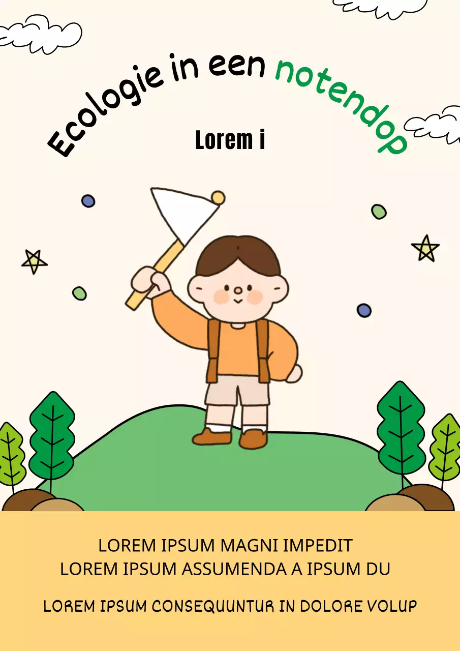 Schattige illustraties op een beige ivoorkleurige achtergrond Gemakkelijk te begrijpen ecologielessen