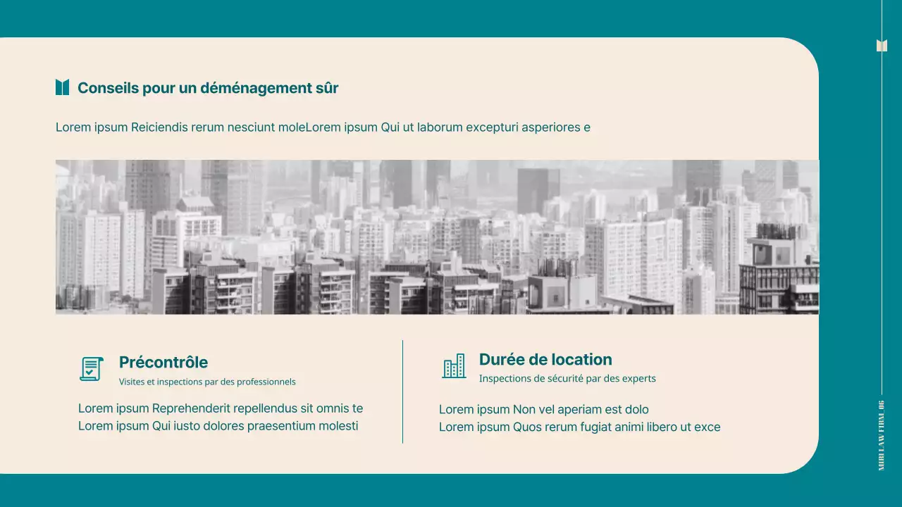 Proposition de cabinet d'avocats avec un thème simple de couleur turquoise