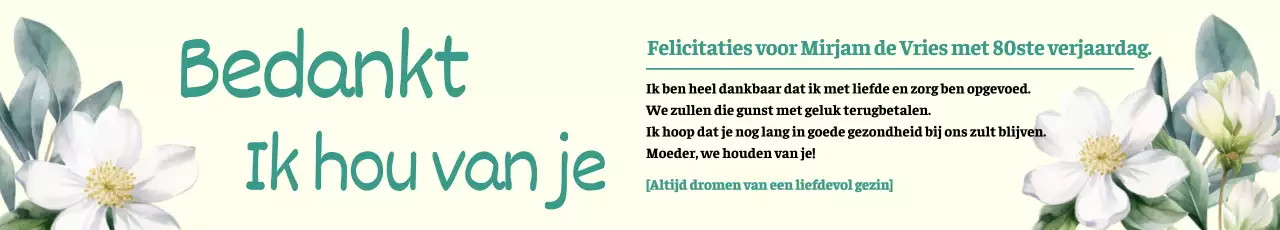 Promoot je achtste verjaardag met verse bloemen op een ivoorkleurige achtergrond