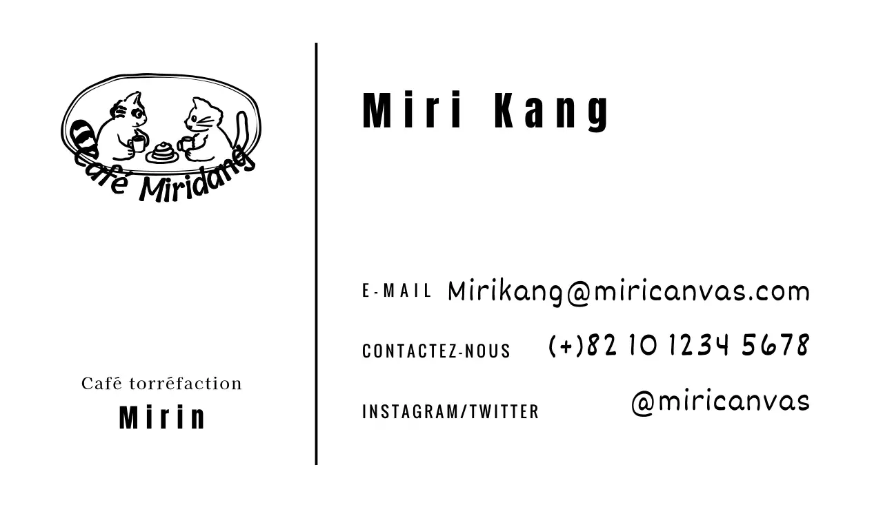 Un café avec une écriture en noir et blanc et de jolies illustrations