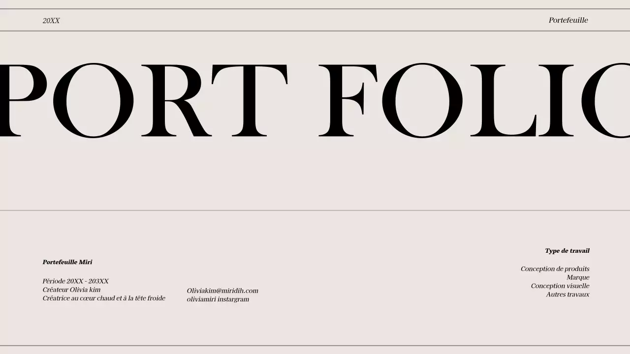 Portefeuille conceptuel aux lignes épurées en blanc cassé et noir