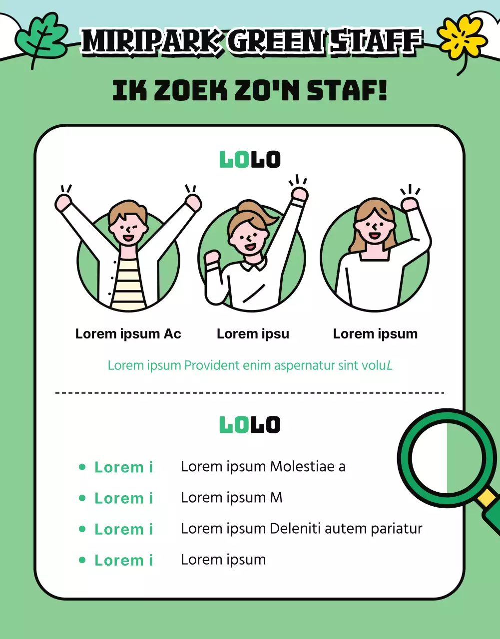 Groene en Gele Wandeling in het Park Personeelsaankondiging