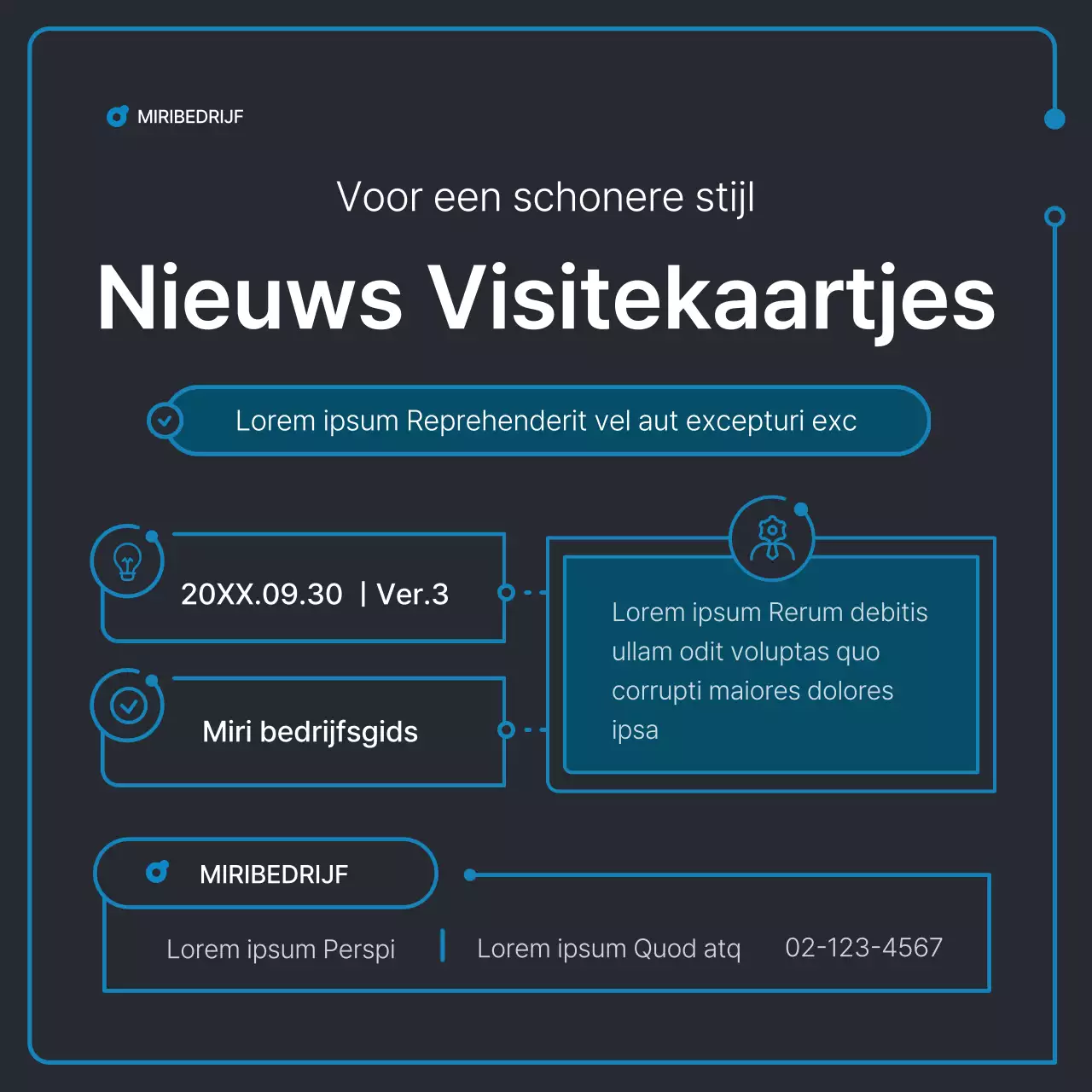 Eenvoudige geometrische vormen in zwart en blauw voor bedrijven