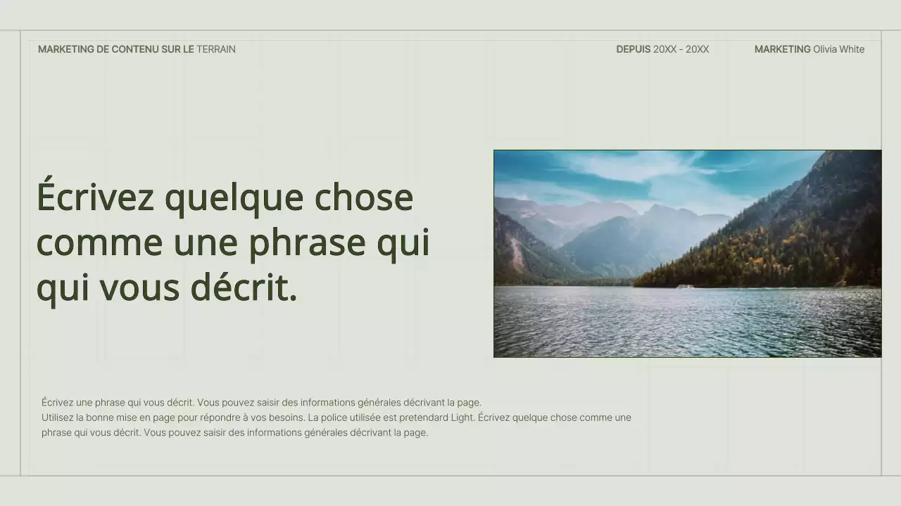 Le portfolio d'un spécialiste du marketing de contenu avec un concept de grille simple et vert