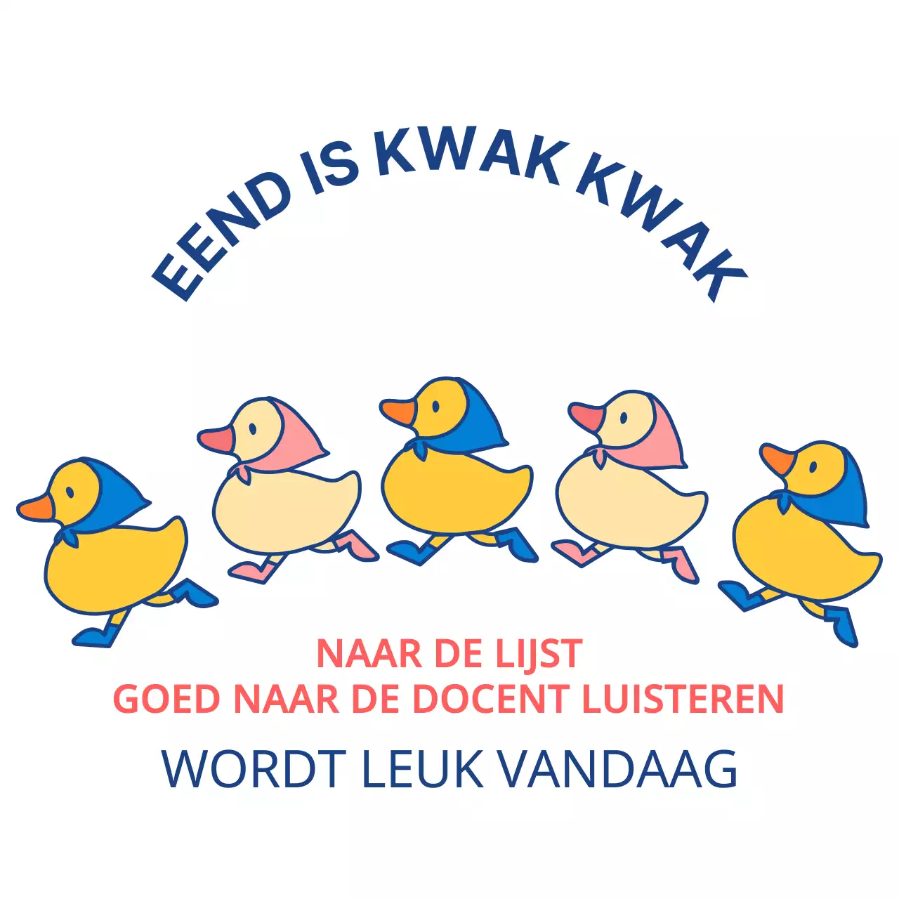 Kleutergroep t-shirt met een schattige eendenillustratie in kleurrijke kleuren