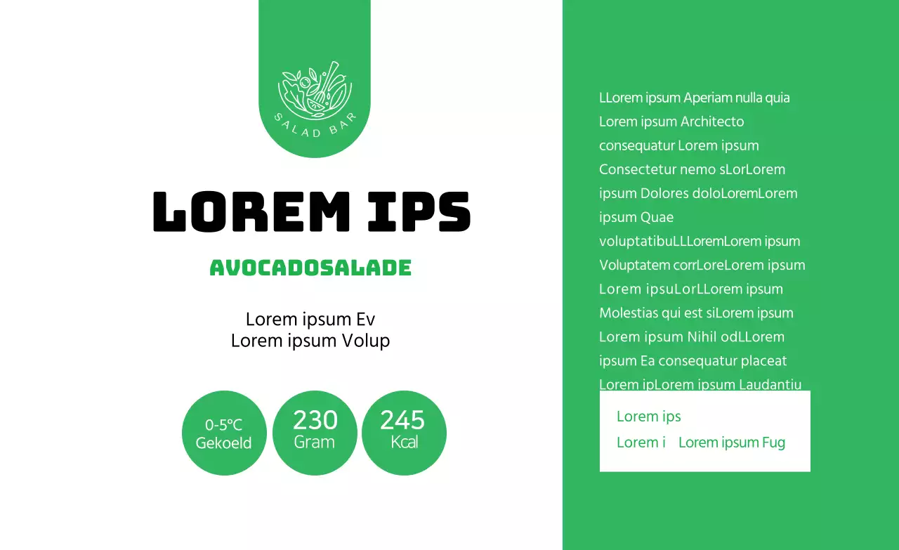 Abstracte illustratie salade voedseletiketten