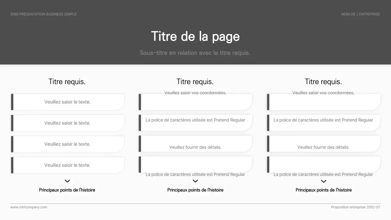 Présentation d'entreprise simple, de style basique, en noir et blanc