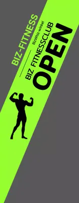 De openingswindbanner van de gezondheidsclub met mannensilhouet op fluorescente basis