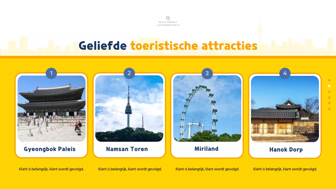 Geel en blauw geïllustreerde reisgids voor Zuid-Korea