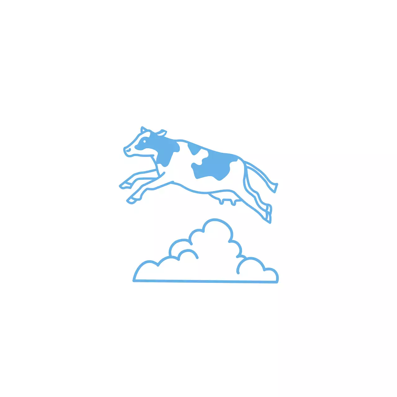 Logo du ranch laitier de style vintage en bleu clair