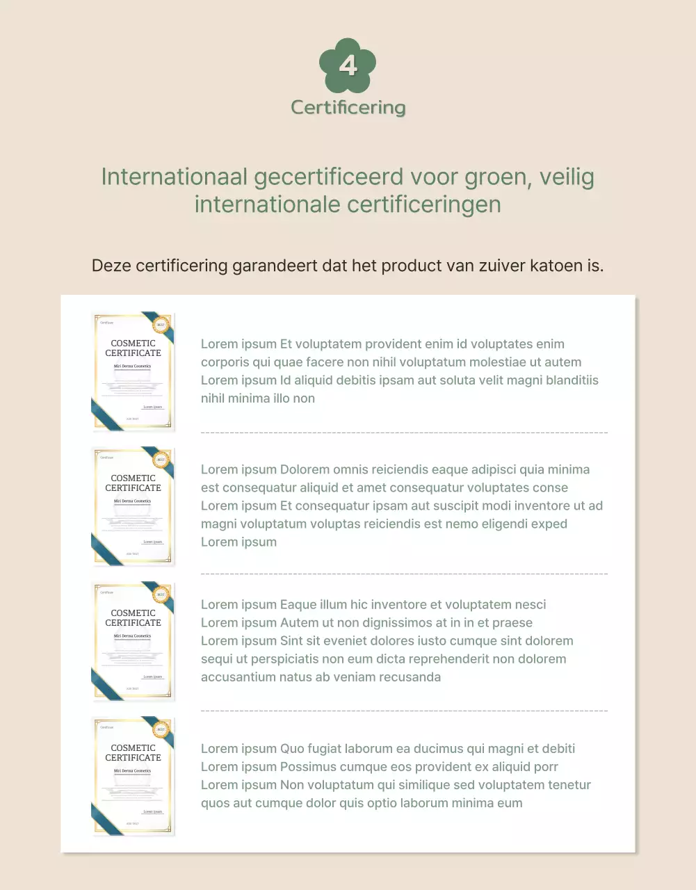 Schattige wattenschijfjes van biologisch katoen in groene en beige tinten