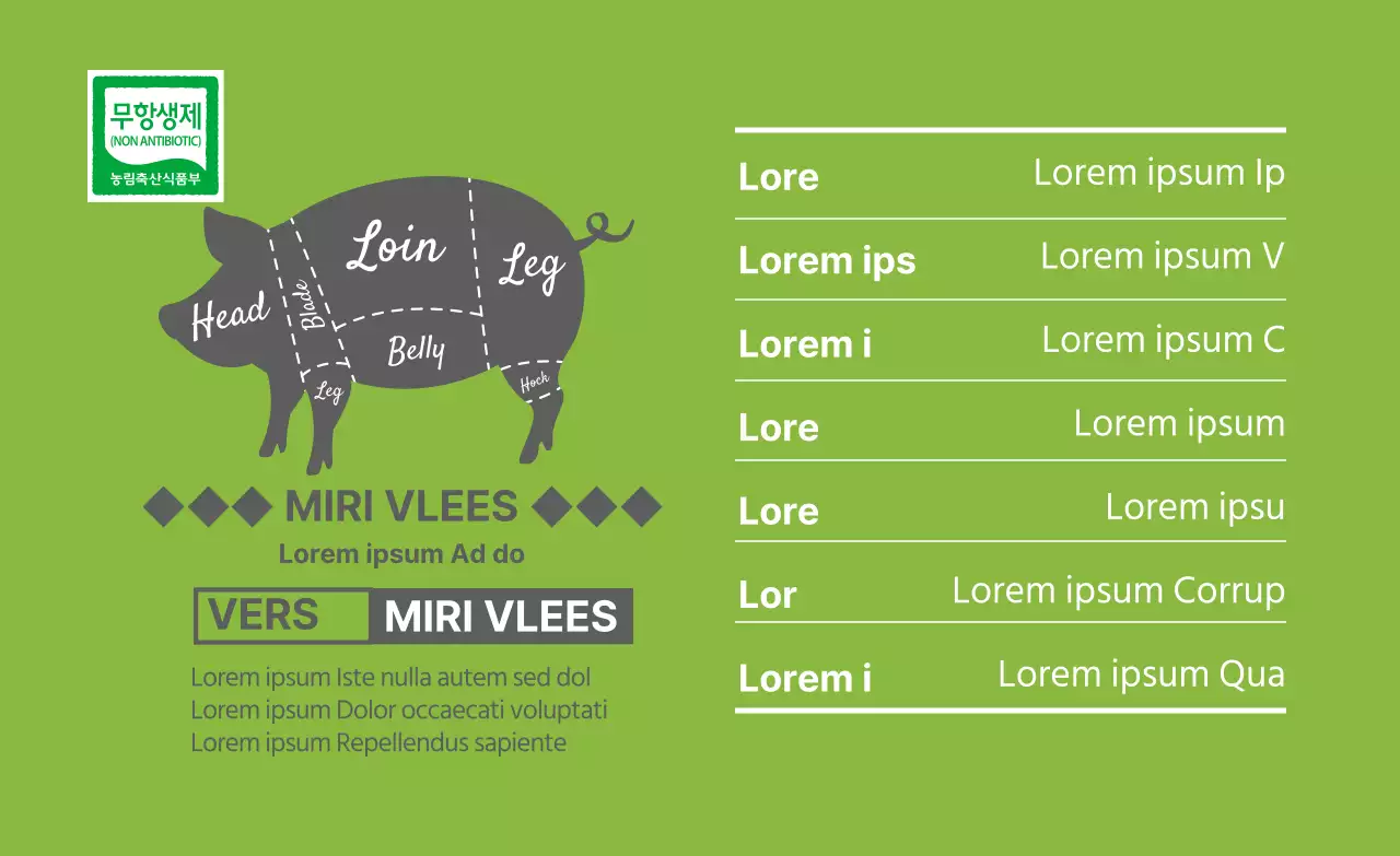Groen deelpictogram vleesetiketten