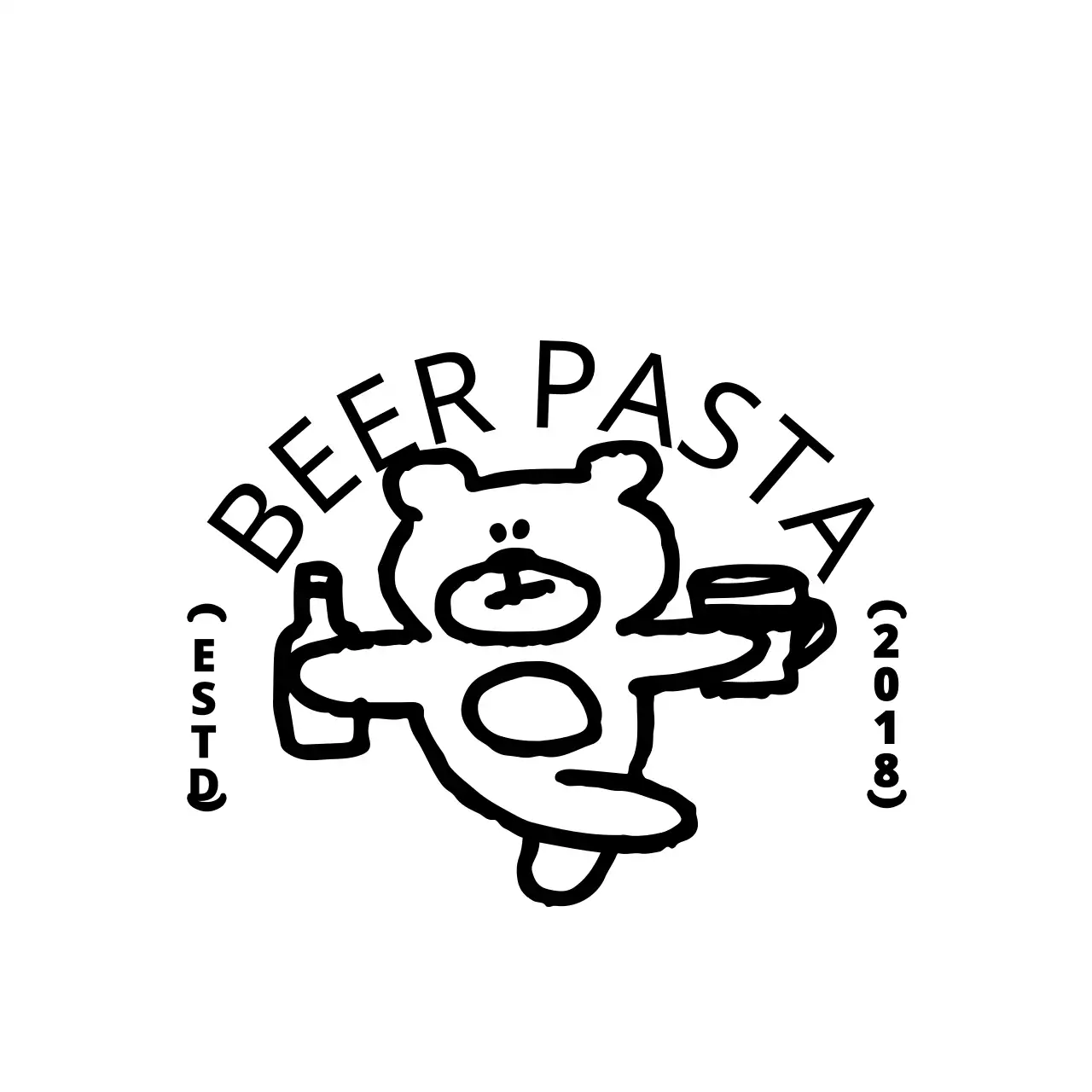 Voor pubinformatie en service in de embleemlogostijl met een schattige beerillustratie