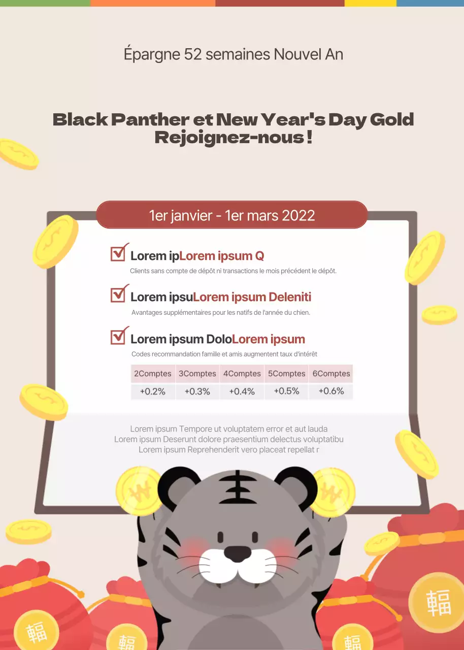 Événement d'épargne de l'année du tigre aux couleurs de l'abricot