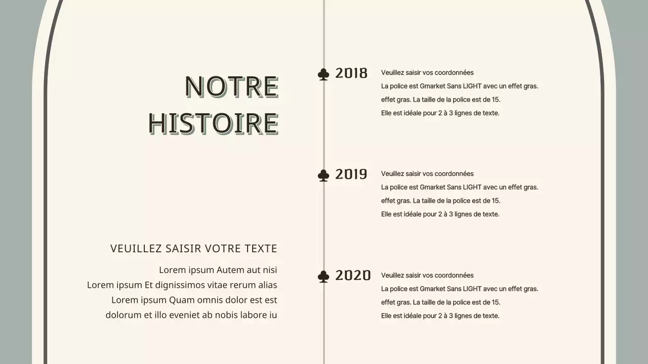 TIMELINE history infographic in ivory and grey concepts (infographie sur l'histoire de la chronologie en ivoire et en gris)