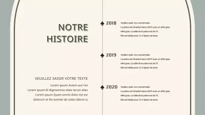 TIMELINE history infographic in ivory and grey concepts (infographie sur l'histoire de la chronologie en ivoire et en gris)