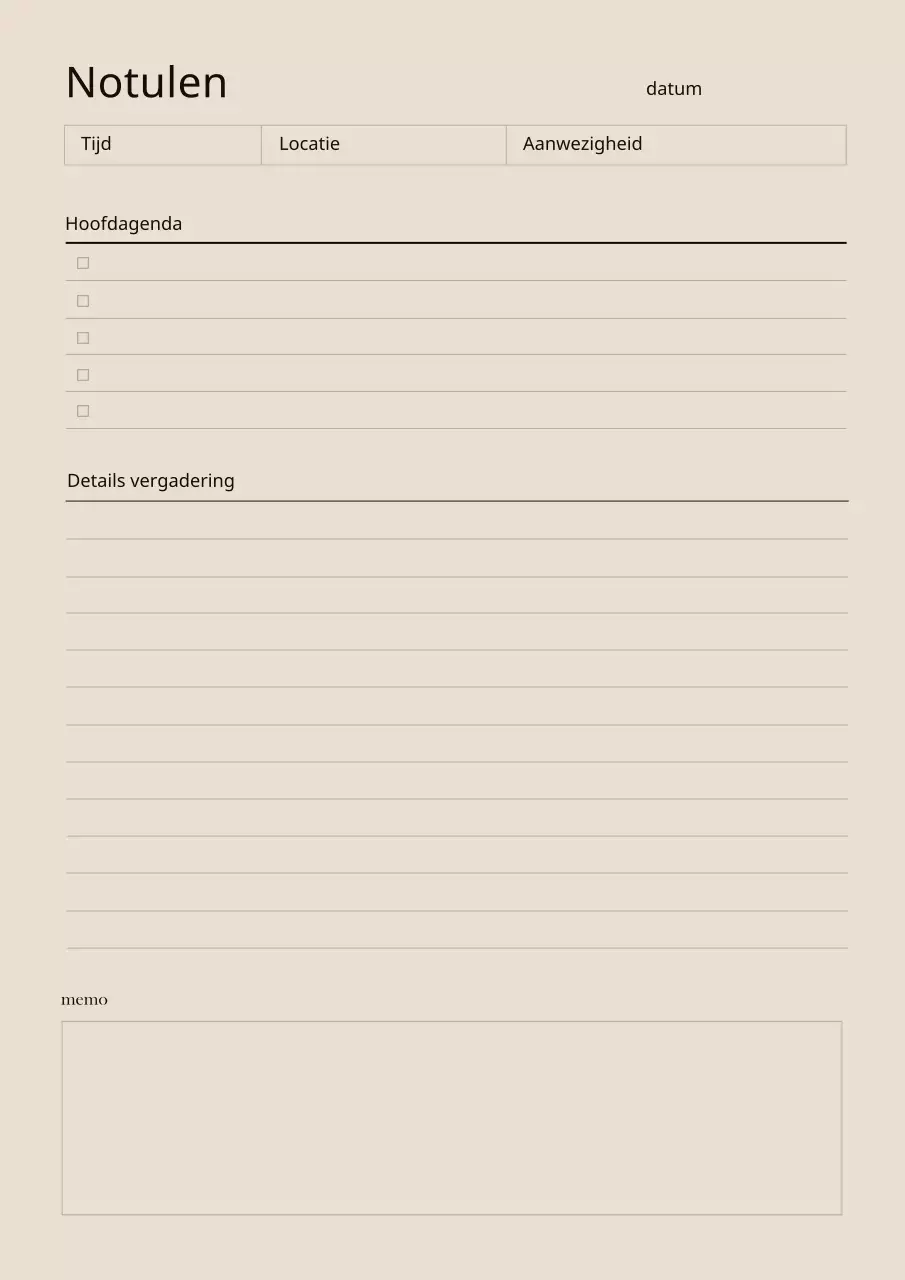 Bruin, sentimenteel GoedNoteer vergaderingsnotulen