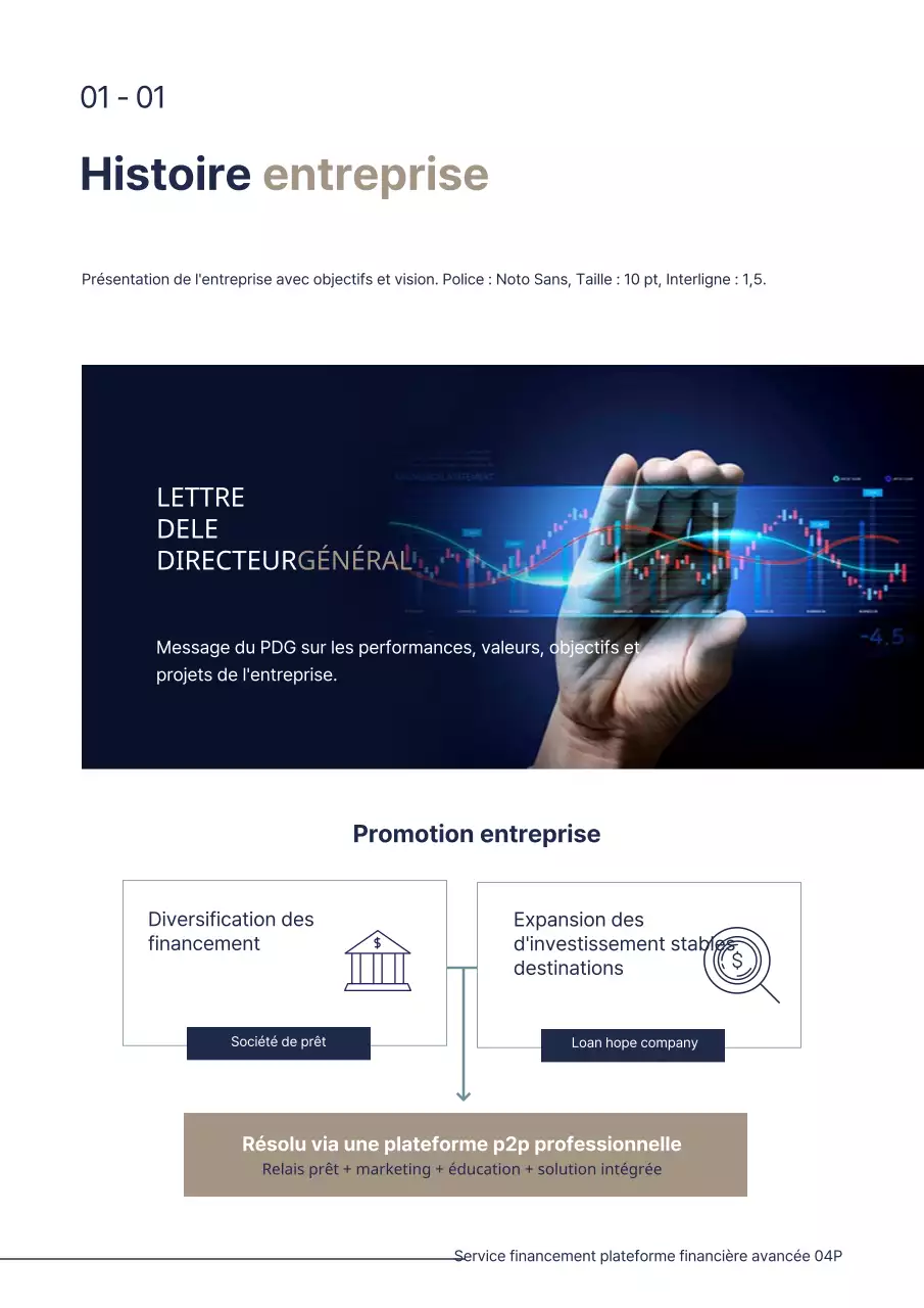 Bleu marine Simple Business Corporate Finance P2P Business Plan