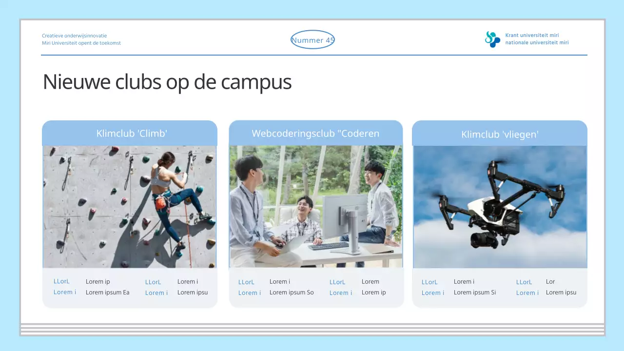 Lichtblauwe eenvoudige universiteit diverse informatie introductiekrant
