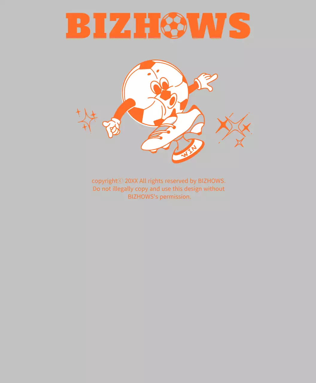 サッカーボールキャラクターが優勝カップを見て好きなサッカー同好会Tシャツ