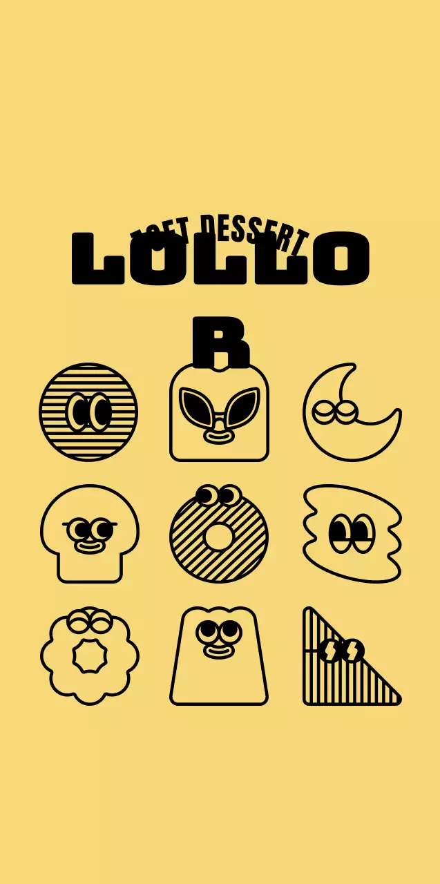 Verzameling schattige illustraties van gele en zwarte desserts voor gestileerde café-merchandise