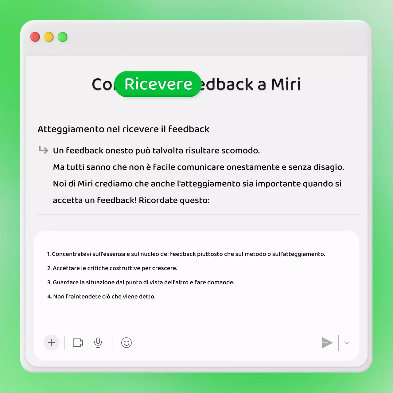 Feedback aziendale su un concetto di finestra di chat interna verde neon