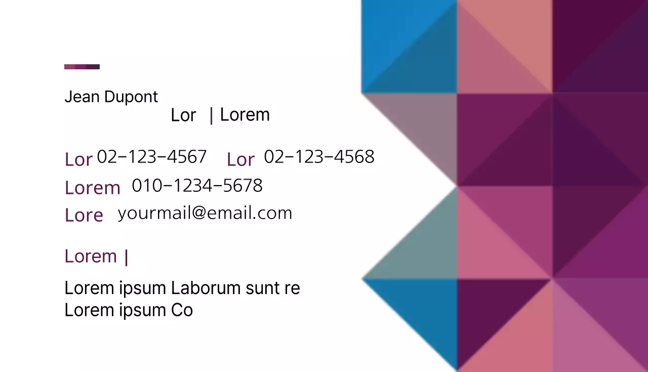 Cartes de visite avec motifs géométriques