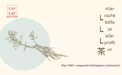 Autocollant de thé à la menthe dessinant des fleurs de clocher
