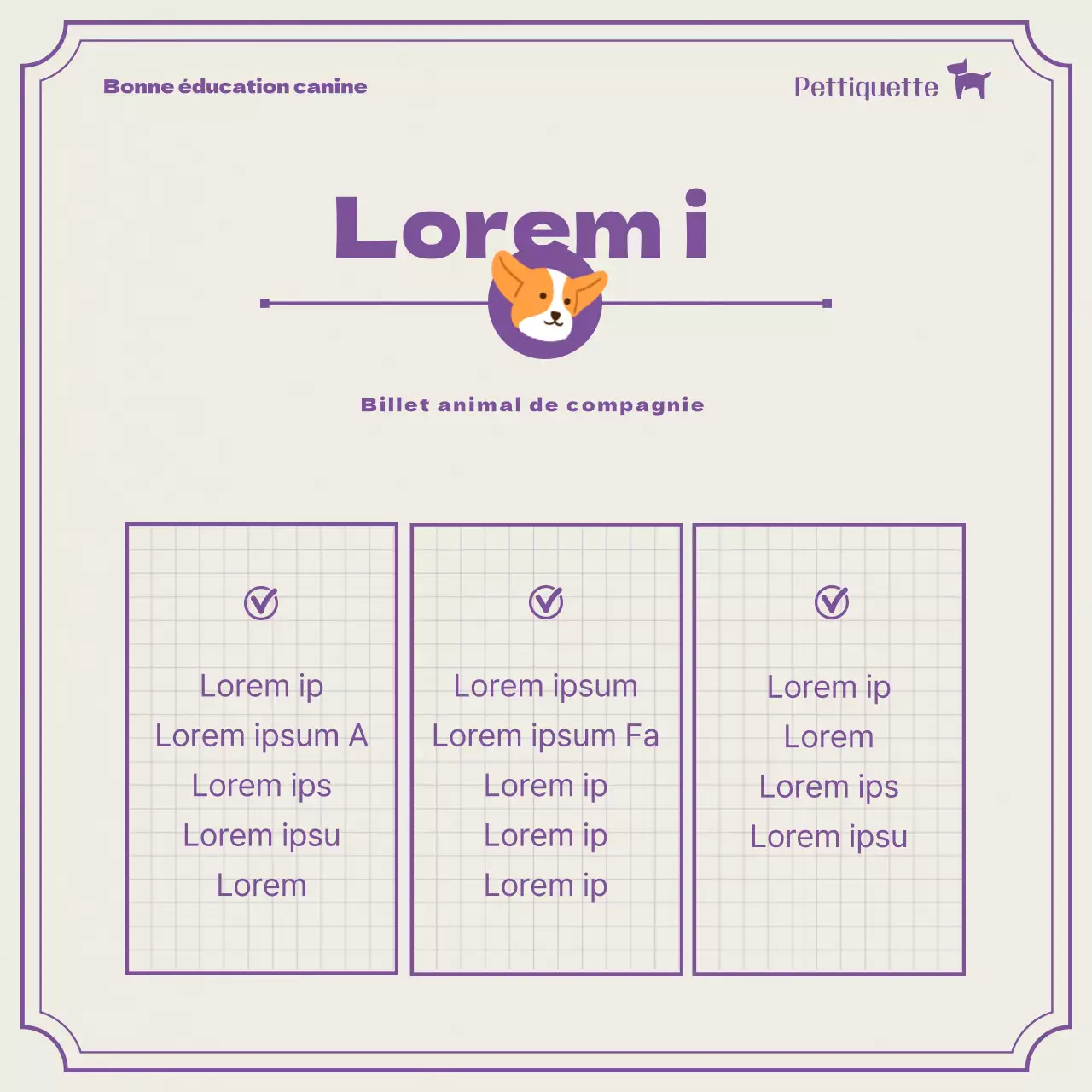 À propos des billets pour animaux de compagnie