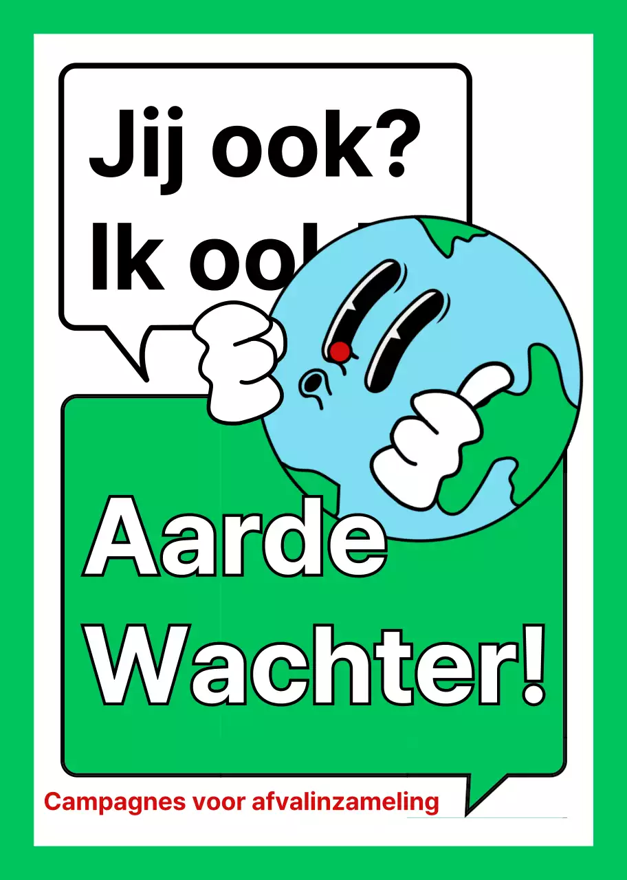 Promoot een milieucampagne met een leuke groen-witte illustratie van de aarde
