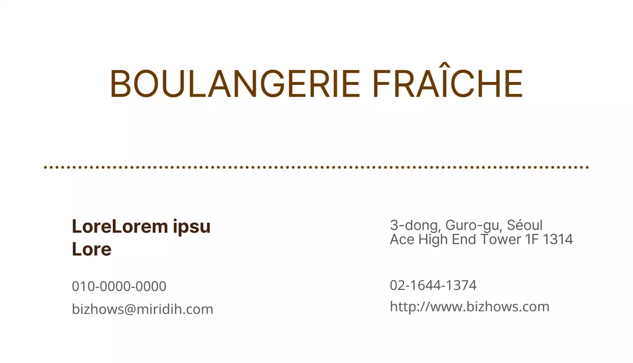 Cartes de visite de boulangerie