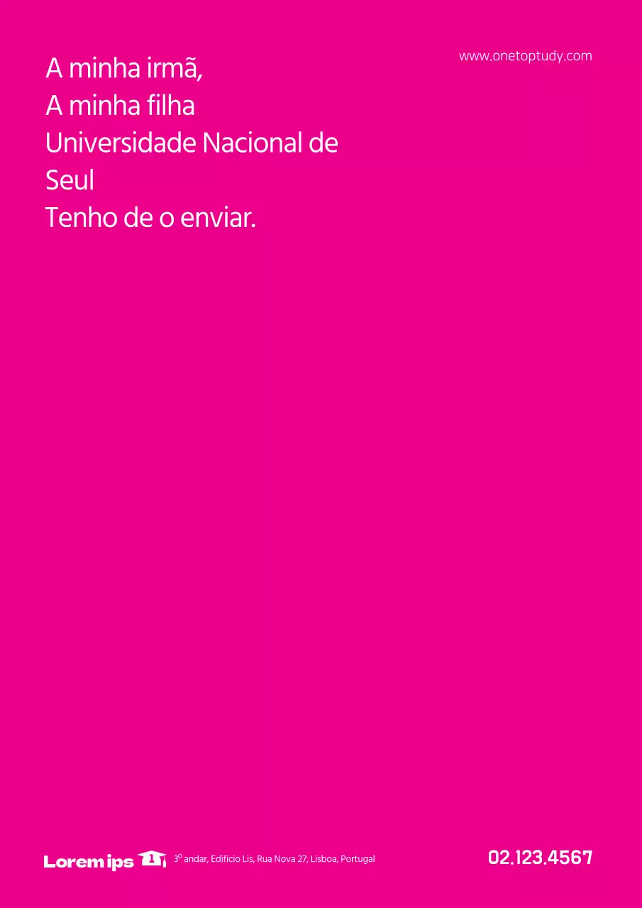 Folheto de promoção do programa de melhoria académica da escola com fundo cor-de-rosa