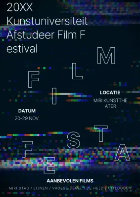 Film glitch effect met zwart thema Graduation Film Festival