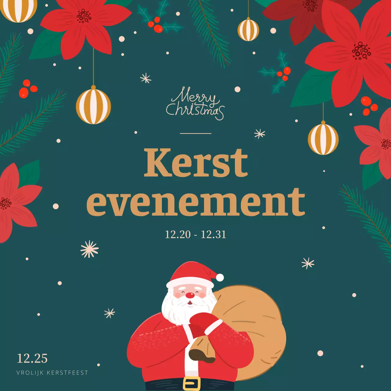 Schattige winter kerst evenement banner met turquoise illustratie
