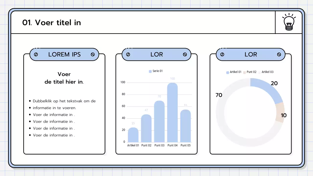 Een basispresentatieset in geel, limoengroen en blauw