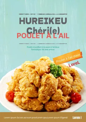 Promotion d'un nouveau menu avec une photo de karaage couleur menthe